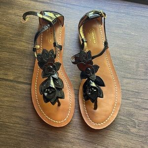 Coach black leather sandals